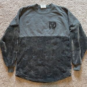 Walt Disney World Mickey Mouse Grey Velour Plush Pullover Spirit Jersey Small